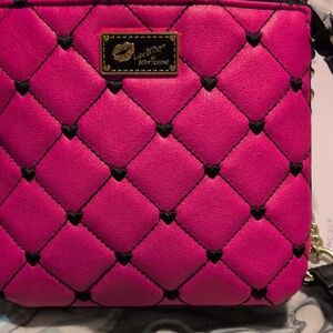 Betsey Johnson Pink Heart Quilted Crossbody Bag